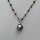 17" Tahitian Pearl, Black Spinel & Gold Filled
