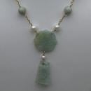 16" Burmese Jade, Freshwater Pearl & Gold Filled