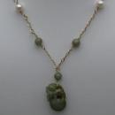 17" Burmese Jade, Freshwater Pearl & Gold Filled