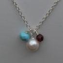 17" Turquoise, Freshwater Pearl, Garnet & Sterling Silver