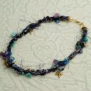 24" Ribbon, Yarn, Turquoise, Lapis, Amethyst, Gold Plated Charms, Vermeil & Gold Filled
